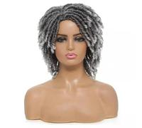 Nero donne uomini breve Dreadlock parrucca parrucca sintetica afro ricci per Halloween costume festa incontri (Grigio)