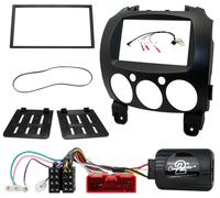 Nero Doppio din Facia Leva Sterzo Controllo Kit Montaggio per Mazda 2 2008-2014
