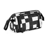 Nero e Bianco A Scacchi Modello Matita Sacchetto di Grande Capacità Con Maniglia per Ragazzi Scuola Media Lindo estuche para lapices