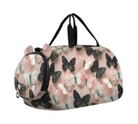 Nero e Bianco Farfalla Blush Pesca Duffel Duffel Duffel Bag del ragazzo con le scarpe Scomparto di Grande Capacità Sport Duffel Bag per Viaggi, Sport, Duffel, Weekender bolsa de para mujer, bianco e