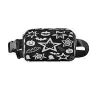 Nero e Bianco Halloween Star Pumpkin Bat Elegante Marsupio Borsa a Tracolla per Donne Uomini Grande Capacità con Cinghia Regolabile per Shopping Sport Lavoro bolsa para hombre de cintura