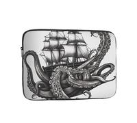 Nero e Bianco Polpo e Nave Manicotto Del Computer Portatile Per Le Donne Uomini 15 Pollici Impermeabile Borsa Del Computer Portatile Leggero Notebook Computer Cover Bag