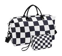 Nero e Bianco Twist Check Decorativo Borsa A Mano Da Viaggio Palestra Sport Duffel Borse con Cinghia Regolabile per Trekking 2 Pz Set maletas para gimnasio