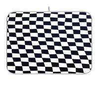 Nero e Bianco Twist Check Stuoia Stendibiancheria da cucina bancone cucina piano di lavoro arredamento asciugatrice tappetino cucina piatti asciugatura mat xl 18 x 24