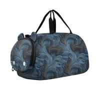 Nero e Blu Cinese Piuma Piccola Borsa da Palestra con Scomparto Scarpe Leggero Weekender Borse per la Notte per Ragazzi e Ragazze bolsos de viaje para hombre