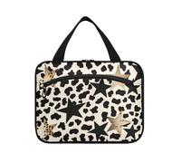 Nero e Dorato Stelle Appeso Trucco Bag Organizer con gancio, Designer Essenziale Kit di Rasatura Borsa per Gli Uomini per Viaggio Must Work estuche para maquillaje, Stelle nere e dorate, L, casual