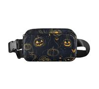 Nero e Giallo Zucca di Halloween Moda Running Belt Bag Marsupio per donna d'affari Multiuso con Cinghia Regolabile per Shopping Sport Lavoro mochilas para hombres de cintura, Zucca di Halloween nera e