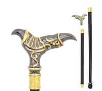 Nero e Oro Bastone con Manico A Due Teste di Uccello - Accessorio Moda Decorativo per Gentiluomini 95 Cm per Cosplay, Feste Collezionismo(Black)