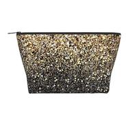 Nero e oro scintillante, Borsa da toilette Borsa per trucco Borsa per cosmetici Borsa da toilette da viaggio portatile