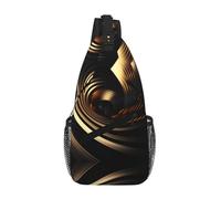 Nero e Oro Sfondo 1 Crossbody Sling Bag Crossbody Spalla Borsa Petto Tracolla Tracolla Vita Fanny Pack Uomini Donne