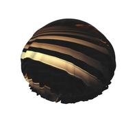 Nero E Oro Sfondo 1 Cuffie Da Doccia Donne Riutilizzabili Grande Cuffia Doccia Uomini Quickdry Cura Dei Capelli Lungo Breve Bagno Bambini