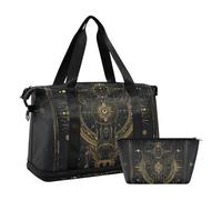 Nero e Oro Tarocchi Gotici Astrologia Borse da Viaggio Weekender Viaggio Pernottamento Borsa con Borsa da toilette per Yoga Impermeabile, Nero e Oro Tarocchi gotici Astrologia, Taglia unica,