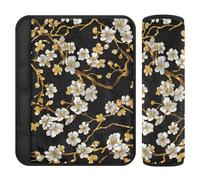 Nero e Oro Vintage Fiori 2 pz Cintura di Sicurezza Tracolla Imbottito, Protegge Collo e Spalle, Sedile Auto Copertura Cintura di Sicurezza per Van Berlina 25,4 x 19,6 cm Protector para cinturón de