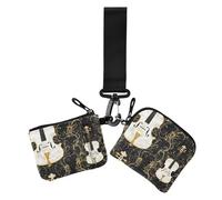 Nero e Oro Violino Cinese Custodie per Carte da Donna Supporto di Cambiamento Sottile Piatto Cassa di Biglietti da Visita Money Organizer con Cinturino da Polso per le Signore 2 Pz estuches para