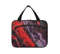 Nero e Rosso Colori Pastello Texture Hanging Viaggio Toiletry Bag per con gancio, Designer Multifunzionale Toiletry Organizer per Viaggio Essentials Kit de para Mujer L