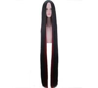 Nero e Rosso Misto Lungo Diritto Separatore Parrucca 150 Cm Paese di Lucido Bort Cosplay Parrucca