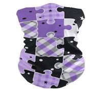 Nero e Viola Creativo Puzzle Check Modello Caldo/Freddo Polvere e Sporco Passamontagna Donna Ghetta Collo Molteplici Modi di Indossare Polsino Panno Maschera per il viso per le donne per la caccia