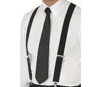 Nero Elasticizzato Bretelle Clip IN Metallo Gangster 20s Uomo Accessorio Vestito