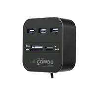 (Nero) Erilles USB HUB Combo All In One USB 2.0 Micro SD Lettore di schede ad alta velocitÃ 3 porte
