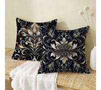 Nero Federe Cuscini Divano 40x40cm Fiore Set di 2,Copricuscino Impermeabile Federe Lino con Cerniera Invisibile Stampa Fronte-Retro,Comfort Traspiranti Copricuscini per Primavera Home Decoration X-106