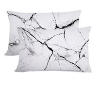 Nero Federe Cuscini Letto 30x50 Marmo Copricuscino Letto Lino Copriguanciale con Cerniera Copri Cuscino Cervicale per Dormire Copricuscini Federe Lavabili Lavatrice, per Decorazioni Natalizie G - 448