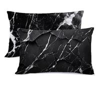 Nero Federe Cuscini Letto 40x60 Marmo Copricuscino Letto Lino Copriguanciale con Cerniera Copri Cuscino Cervicale per Dormire Copricuscini Federe Lavabili Lavatrice, per Decorazioni Natalizie G - 449