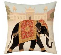 Nero Federe Cuscino 50x50 Set di 1, Federe Cuscini Divano 50x50cm, Elefante Impermeabili Quadrata Copricuscini con Cerniera Invisibile, Copricuscino per Balcón, Jardín, Patio, Decorazioni Casa C-3273