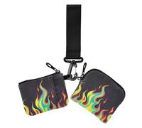 Nero Fluorescente Freddo Fiamma di Colore Delle Donne Casi di Carte Cambio Titolare Sottile Staccabile Moneta Portamonete Con Cinturino Da Polso per, Colore fiamma fredda fluorescente nero, 1 size
