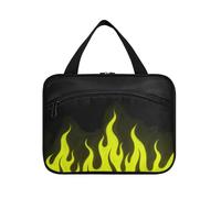 Nero Fluorescente Fresco Fiamma Giallo Appeso Borse per le Donne Viaggio con Gancio, Designer Necessities Skincare Bag per la mamma Backpacking estuche para maquillaje, Nero Fluorescente Giallo Fiamma