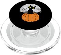 Nero Gatto Carino Sulla Zucca Luna Piena Halloween PopSockets PopGrip per MagSafe