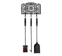 Nero Ghisa Attrezzi da Camino Con Salvaspazio da Parete