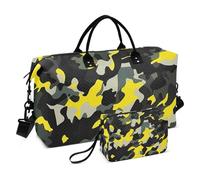 Nero Giallo Camouflage Decorativo Viaggio Borsa A Mano Sport Tote Gym Bag con Toiletry Bag per Allenamento Impermeabile Bolsa para