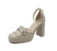 Nero Giardini E409460D Nappa Lino Decoltè per Donna in Pelle con Cinturino e Tacco Alto (Taglia 36)