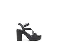 NEROGIARDINI Sandalo in Pelle con Tacco e Plateau Nero Nero