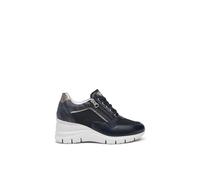 Nero Giardini E512940D Premium Wave Blu Notte Sneakers per Donna in Pelle e Rete Zeppa Alta (Taglia 36)