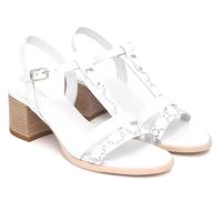 Nero Giardini E513433D Sandali Donna in Pelle E Materiale Tecnico - Bianco 37 EU