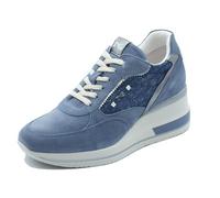 Nero Giardini E615230D Velour Lurex Avio Sneakers Eleganti per Donna in Pelle Nabuk Zeppa Alta (Taglia 37)