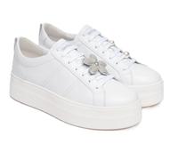 NERO GIARDINI E615311D 707 SNEAKERS SCARPE DONNA LACCI STRINGHE PELLE BIANCO