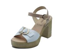 Nero Giardini E617013D Loira Bianco Cipria Sandali per Donna in Pelle Bianca con Cinturino e Tacco al (Taglia 37)