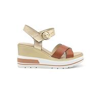 Sandalo con Zeppa Donna Nero Giardini in Pelle Etolie Cognac - E218737D329