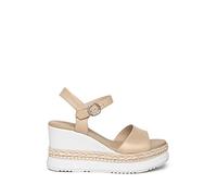 Nero Giardini - Sandalo in Pelle Beige con Zeppa