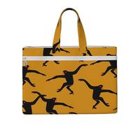 Nero Gibbon Scimmia Stampa Canvas Tote File Bag Per Documenti Forniture Per Ufficio Viaggio Pendolarismo Borse A Tracolla