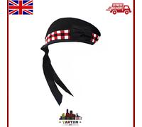 Nero Glengarry Cappello - 100% Lana Scozzese Piper Con / Triplo a Dadini Fascia