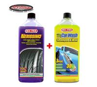 Nero Gomme Rinnova Lucida MAFRA NERISSIMO + CAR WASH Shampoo & Cera per Auto 1 L
