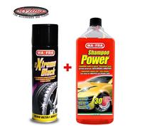 Nero Gomme Spray Lucida MAFRA EXTREME BLACK + SHAMPOO POWER Neutro Pulizia Auto