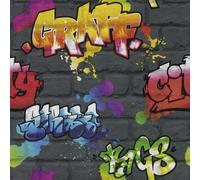 Nero Graffiti Carta da Parati Rotoli - RASCH 237801 - Nuovo