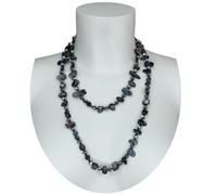 Nero Grey Collana Lunga in Madreperla vera pietre Dure,cristalli da donna M/36
