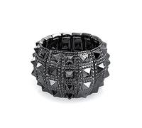 Nero Grigio Goth Biker Gioielli Ampio Bracciale Stretch Per Le Donne Uomini Teen Punk Rockers Lega
