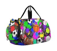 Nero Grigio Leopard Print Bianco Ragazzi Carry on Duffel Bag Toddler Weekender Borse Duffle Borse per Viaggio Tote Scarpa Scomparto, Palline sportive colorate Palloni da basket, classico