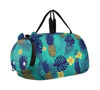 Nero Grigio Leopard Print Bianco Ragazzi Carry on Duffel Bag Toddler Weekender Borse Duffle Borse per Viaggio Tote Scarpa Scomparto, Ananas tropicale floreale foglia di tè, classico